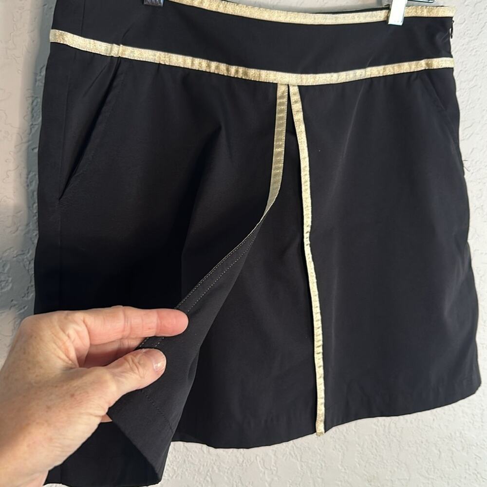 Lady Hagen Black Gold Skort Skirt Size 6 Glam Preppy Tennis Golf Vacation - Picture 4 of 7